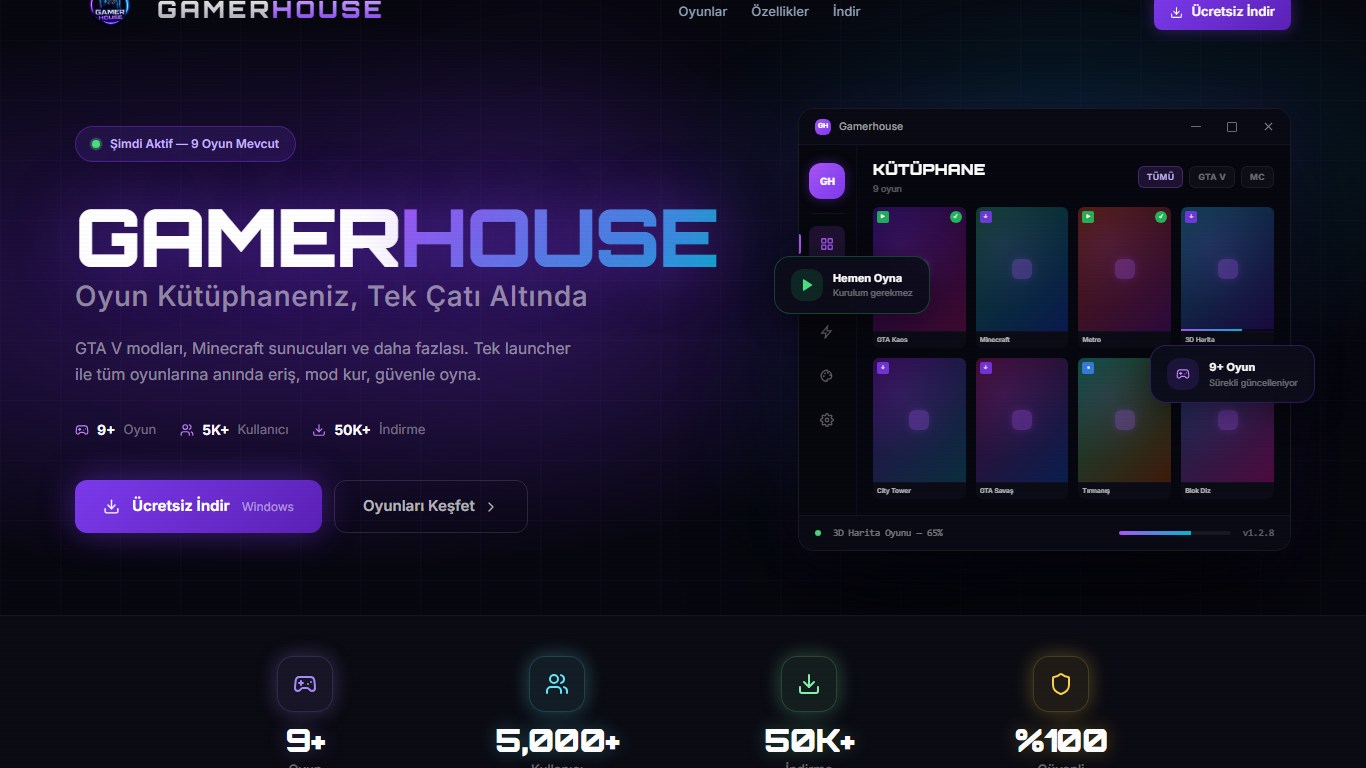 GamerHouse platform ekran görüntüsü