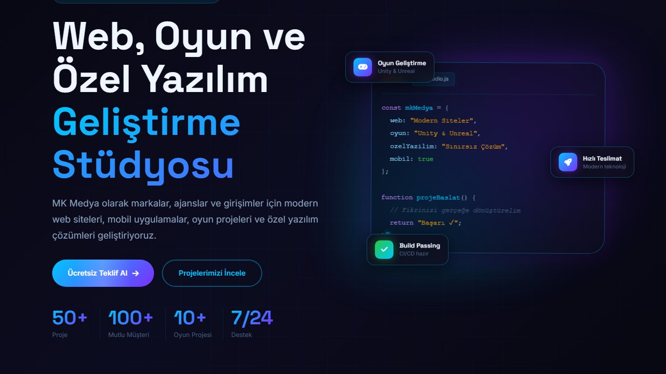 MK Medya kurumsal web ana sayfa ekran görüntüsü